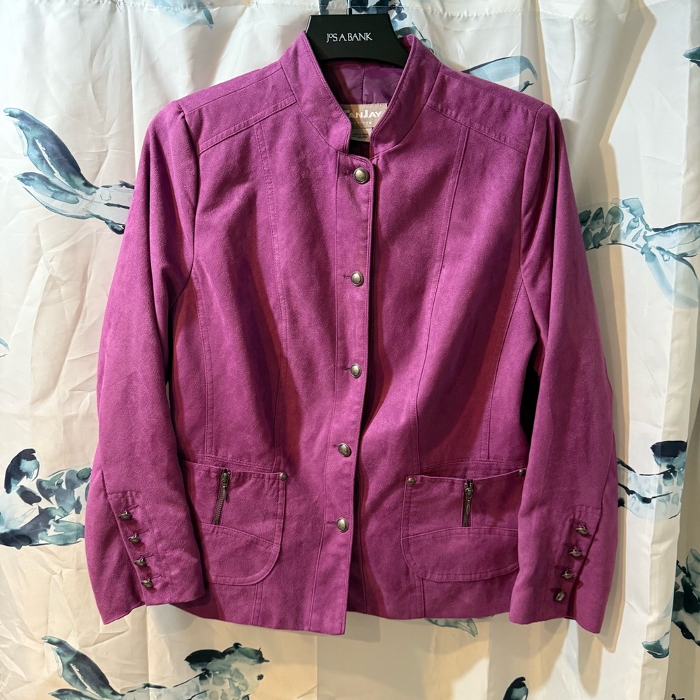 Vintage Tan Jay Petites Purple Women's Jacket Blazer Suit Pockets women’s 12P